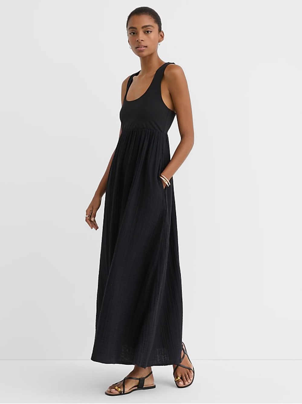LOFT Black Sleeveless Maxi Dress